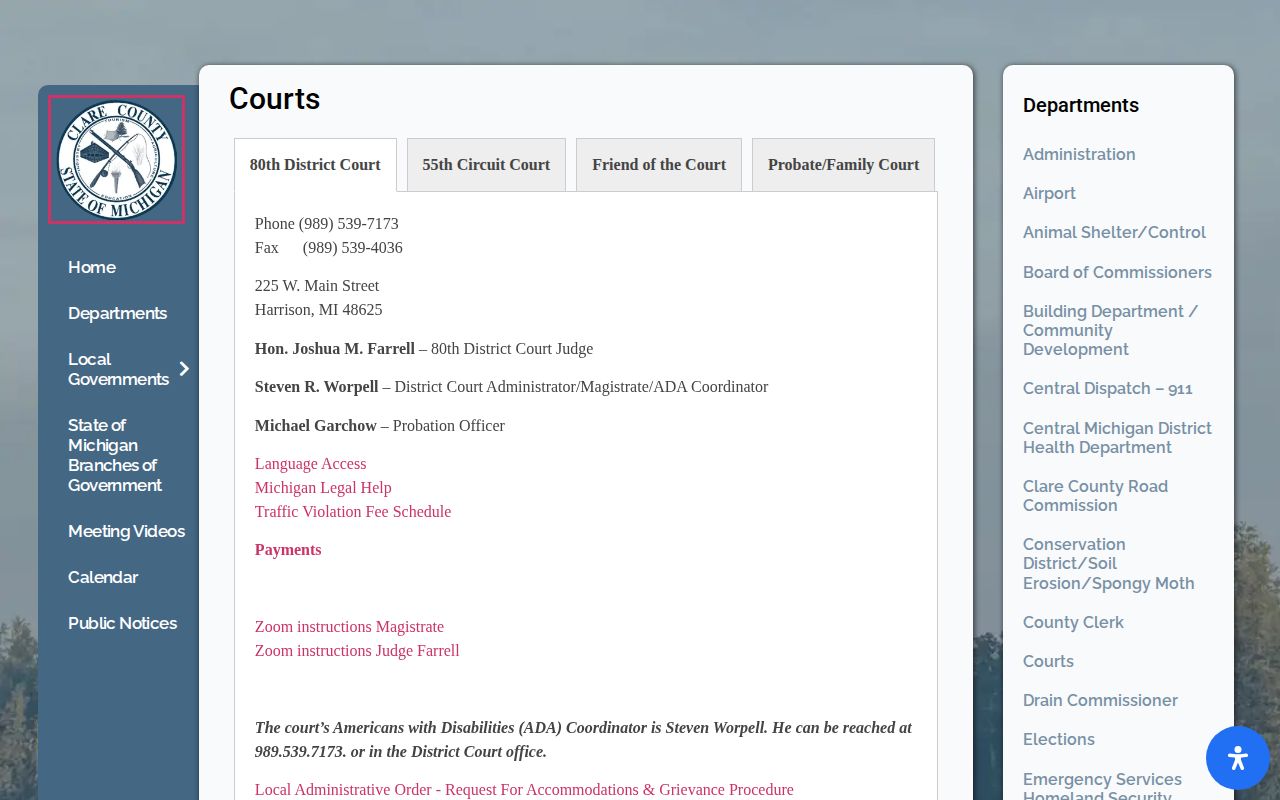 Clare County court records for jail release verification