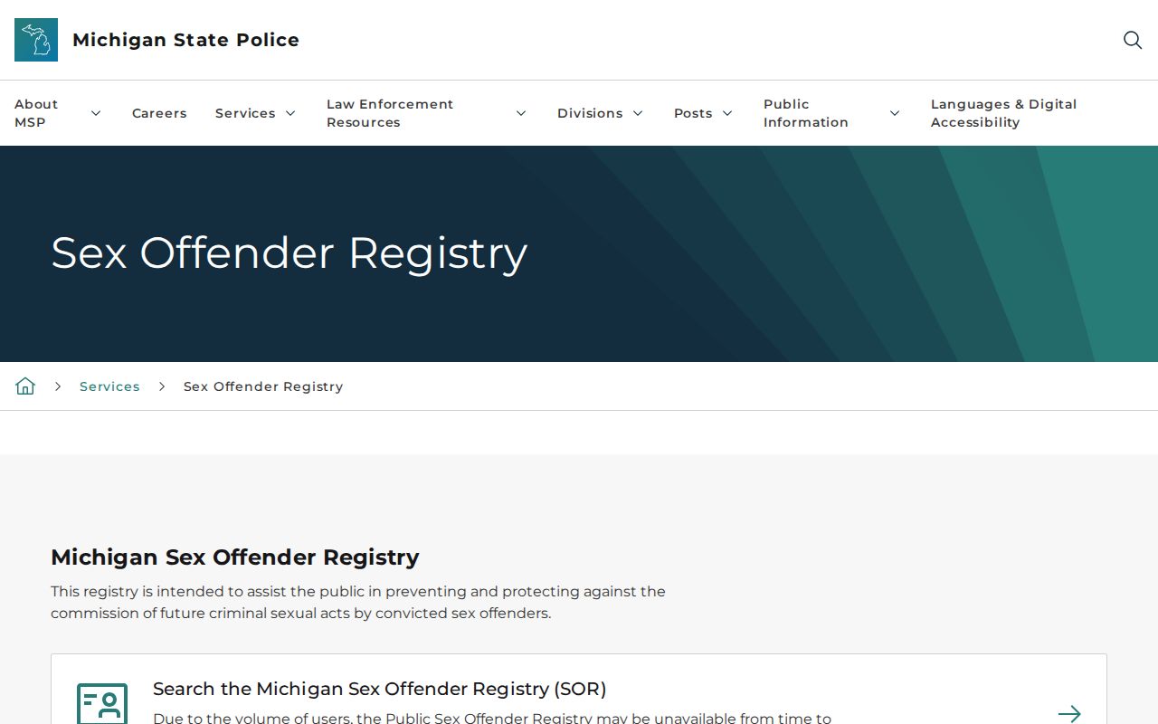 Michigan official registry source for a limited Clare County released mugshot channel